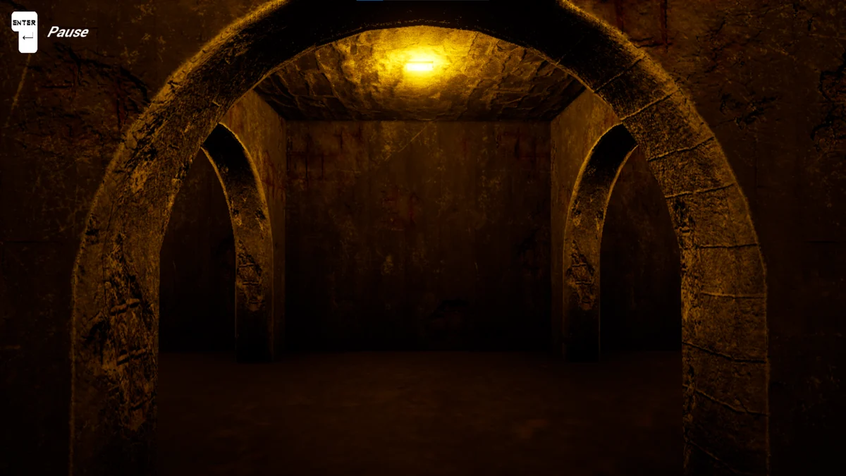 A dim stone chamber with a lit passage in Blackout by carmonalpha